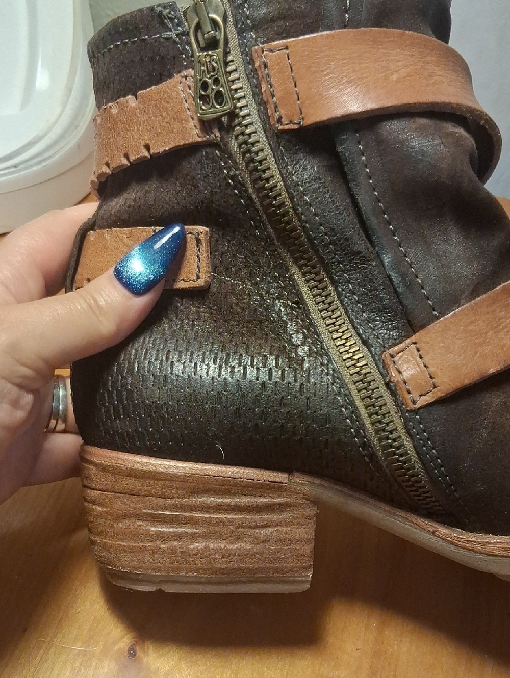 A.S 98 Women's Brown Leather Buckle Ankle Boots Size 39 - Picture 6 of 13
